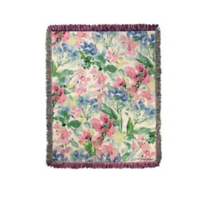 Watercolor Floral Tapestry Throw