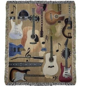 Guitar Collage Tapestry Throw