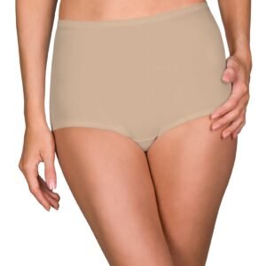 Silky Panties with Cotton Panel- Nude