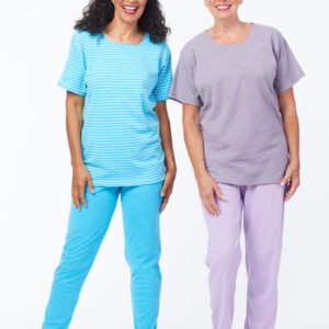 Striped Square Neck Outfit- Short Sleeve