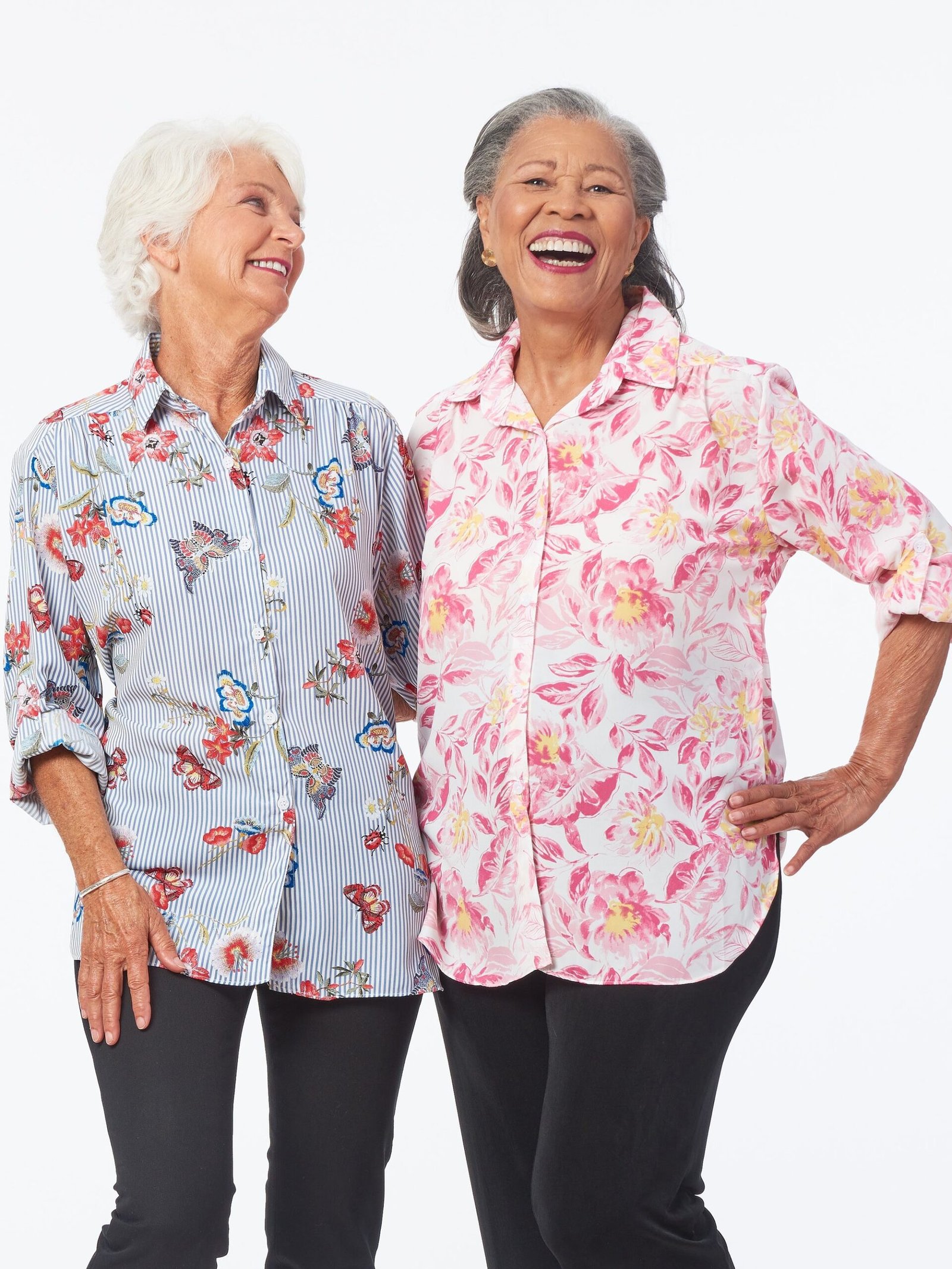 Roll-Tab-Sleeve Blouse