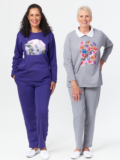 Printed Fleece Sweatsuit- With Collar