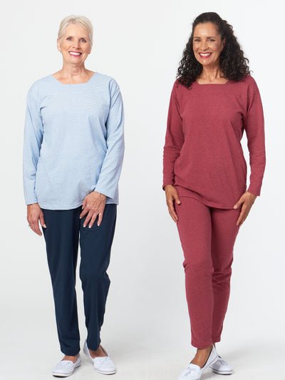 Solid Color Square Neck Outfit- Long Sleeve