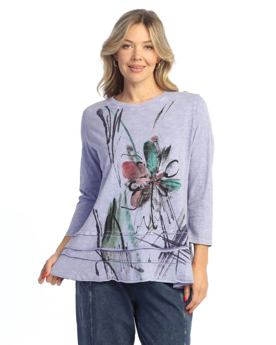 Mineral Wash Printed Ruffle Adaptive Tunic