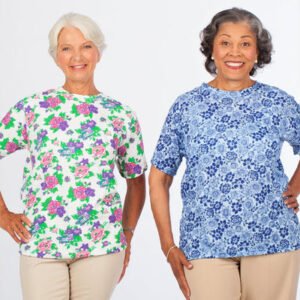 Back-Snap Short Sleeve Printed Tees