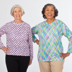 Back-Snap Long Sleeve Printed Tees